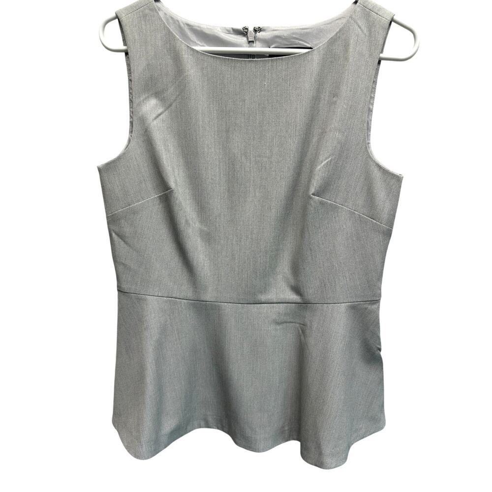 Banana Republic Grey Women Sleeveless Top 8 Flip Hem Career‎ Quiet Luxury